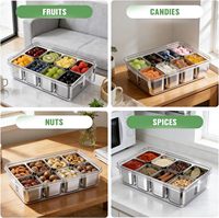 Boîte à collation SS304, plateau de service divisé, plateau portable à 8 compartiments pour fruits, légumes, noix, bonbons, avec poignée