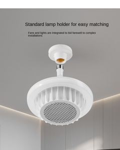 โคมไฟพัดลมเพดาน LED อเนกประสงค์, โคมไฟให้ความร้อนด้วยอากาศอบอุ่นแบบใหม่สำหรับห้องน้ำห้องนอน E27ดีไซน์แบบสกรูปาก - Product Image 4