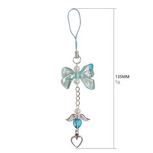 Correa de cuentas para teléfono móvil con dije de corazón y lazo de mariposa, bonita para colgar, accesorios para llavero de teléfono móvil - Product Image 5