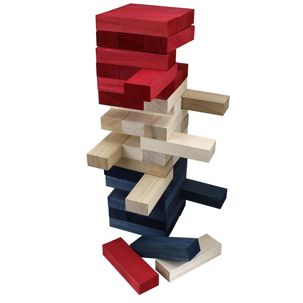 Jede Größe jede Farbe kann Holzblock Tumble Tumbling Tower Stapels pielzeug angepasst werden Buntes Design Outdoor-Spiel Kinder Erwachsene