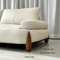 Canapé nuage capitonné à clés courbes couleur crème, canapé droit moderne trois places, design à assise profonde surdimensionnée, OEM pour mobilier de salon