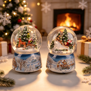 Bola de Nieve Navideña con Papá Noel en Trineo, de Cristal, Regalo Navideño, Decoración de Cerámica para el Hogar, Compatible con OEM - Product Image 3