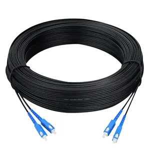 FTTH Drop Cable de fibra óptica Shi-he Patch Cord Proveedor 100M Pre Connectorized Drop Cable Invisible Black White fiber Patch Cord