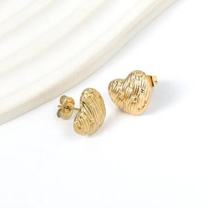 Pendientes de Acero Inoxidable de Alta Calidad con Diseño de Corazón Tejido, Chapados en Oro de 18K, Joyería Impermeable para Mujer, Regalo - Product Image 5