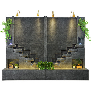 Fuente de agua de estilo europeo con cascada de resina para decoración de paisajes, ideal para sala de estar, recepción de hotel, o como cortina de agua para empresas. - Product Image 5