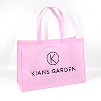 Sac non tissé en PP rose recyclable bon marché avec sac fourre-tout de promotion imprimé logo blanc