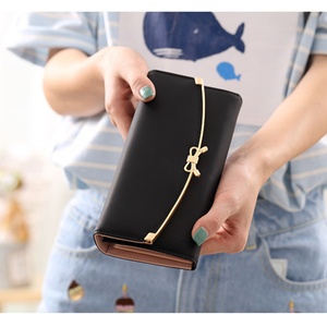 Wholesale Fashion Waterproof PU Leather Bow Pattern Long Wallet with Button Closure and Polyester Lining for Women Outdoor Use - Product Image 4