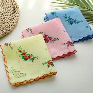Mouchoir pur en coton à fibres longues, motif floral classique, absorbant, pour essuyer la sueur, petit carré, serviette de main - Product Image 3