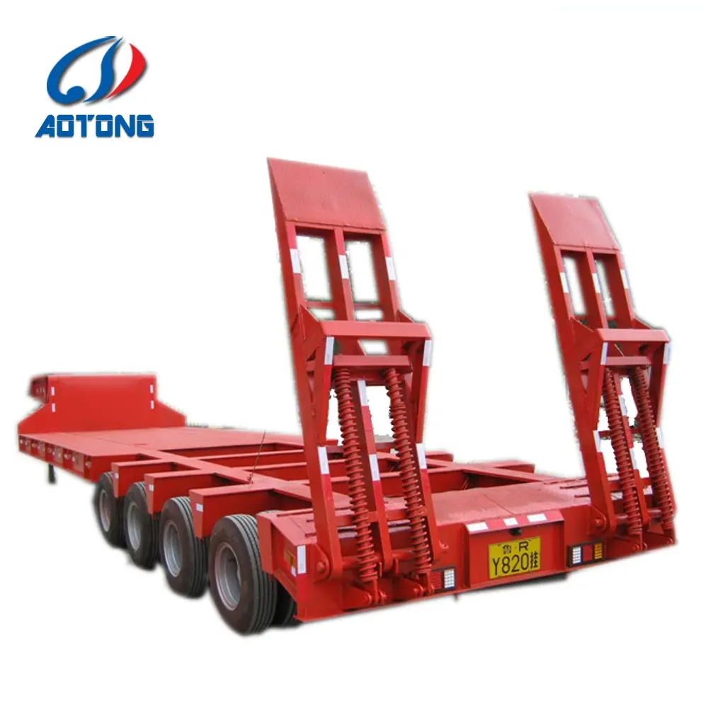 heavy duty Hydraulic 80tons 100 ton 3 or 4 axles lowboy gooseneck lowbed truck 60ft flatbed u bolt low bed dolly semi trailer