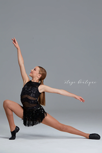 Justaucorps de danse jazz pour filles, tissu en maille à paillettes avec franges pour la performance - Product Image 5