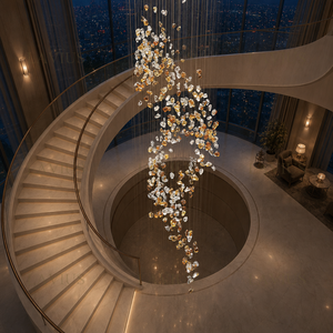 Lustre d'escalier en verre soufflé à la main |   <span class=keywords><strong>Suspension</strong></span> extra-longue |   Escalier de villa et hall d'entrée |   Personnalisé - Lavius - Product Image 4