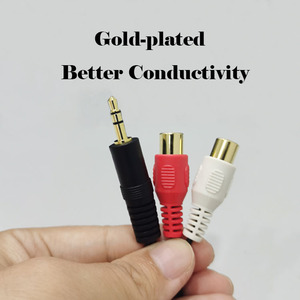 Cable de Extensión de Audio de 3.5mm a 2 RCA, Adaptador Divisor en Y de Audio y Video Estéreo con Lámina Dorada y PVC para Coche, Teléfono y Altavoz - Product Image 3