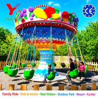 Manège à 16 places pour enfants, type carrousel à balançoires pastèque et chaises volantes, pour parcs d'attractions, mini-fêtes foraines et centres commerciaux