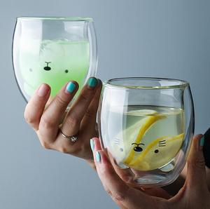 Set di Tazze in Vetro Borosilicato a Doppia Parete con Design di Animali Cartoon, Orso/Anatra/Monstruo, Portatili e Riutilizzabili, Lavabili in Lavastoviglie - Product Image 6