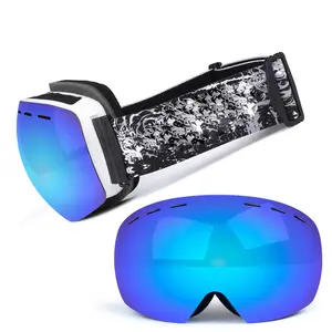 定制标志防雾UV400滑雪滑雪板眼镜OEM ODM冬季运动器材男女通用黑色醋酸纤维框架防晒