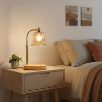 Walker Moderner Elektrischer Glas-Holz-Metall Kerzenerwärmer Einstellbare Helligkeit Duftende Aromatherapie Nachtlicht Umweltfreundlich