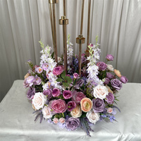 Couronne de fleurs artificielles de luxe IFG, couleurs violet et fuchsia, centre de table pour mariage et décoration de table à manger