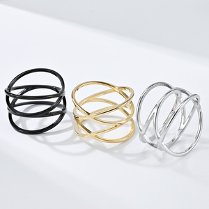 Trendy and creative multi-line hollowed-out <b>ring</b> for women, a niche fashion <b>titanium</b> steel index finger <b>ring</b>, a popular item in - Product Image 2