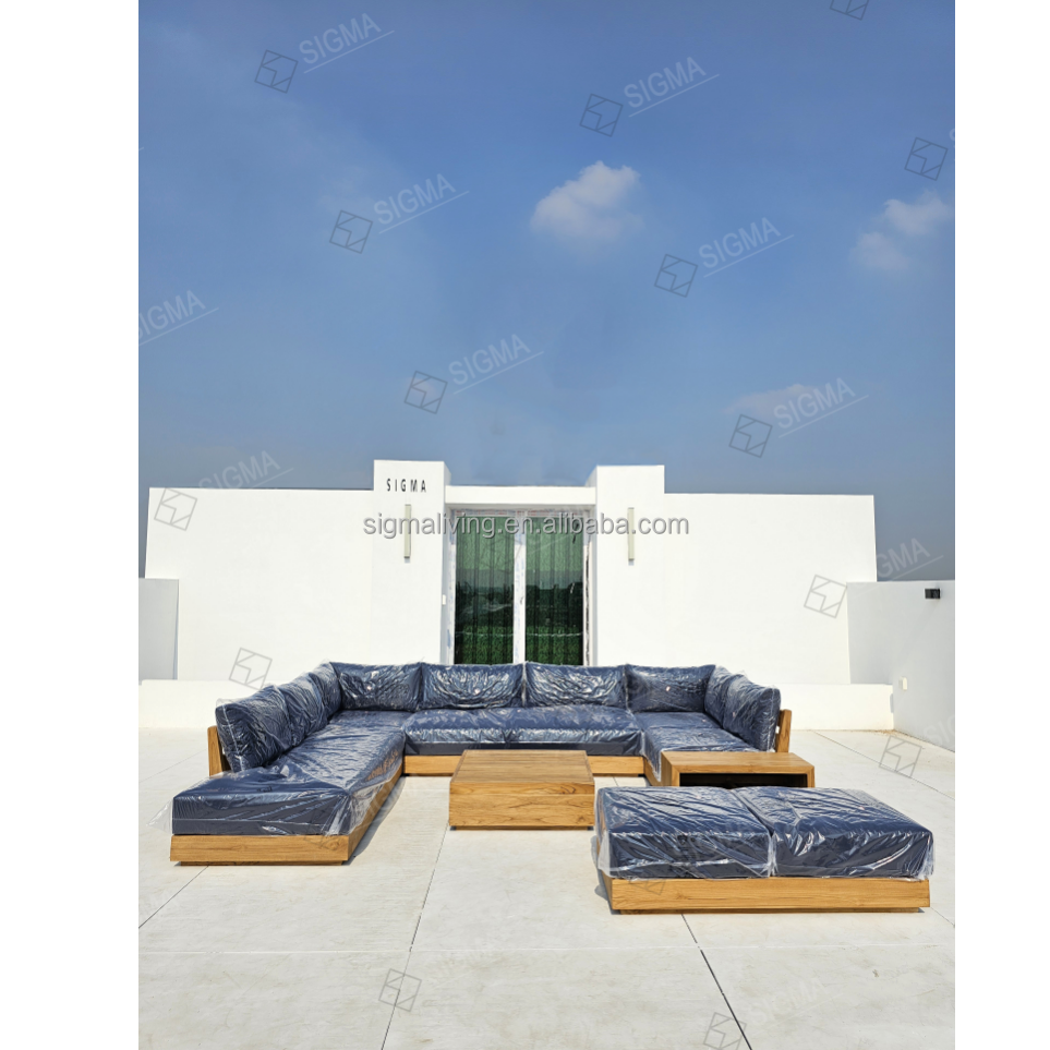 Modern New Design Teak Outdoor Furniture Set Solid Wooden Sofa Garden Sets All Weather Teak Wood Sofa Garden Set