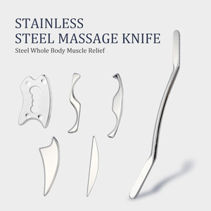 Superventas 304 Acero inoxidable GuaSha IASTM herramienta fascia cuchillo Fitness cuerpo masaje facial herramienta guasha masajeador gua sha Set - Product Image 6