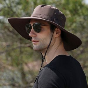 Sombrero de pescador impermeable y transpirable de ala ancha para senderismo al aire libre, gorra de pescador personalizada con cordón, venta al por mayor - Product Image 3