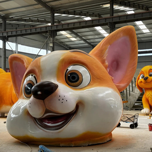 Escultura <span class=keywords><strong>de</strong></span> perro <span class=keywords><strong>de</strong></span> dibujos animados naranja gigante moderna con diseño <span class=keywords><strong>de</strong></span> pata blanca y cara sonriente <span class=keywords><strong>de</strong></span> ojos grandes para ferias comerciales y espacios minoristas - Product Image 2
