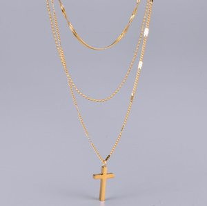 종교 기독교 믿음 예수 십자가 보석 스테인레스 스틸 도금 18K 골드 크로스 목걸이 여성 남성 - Product Image 3