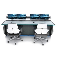 Station de travail LED du centre de commande de la console de bureau personnalisée