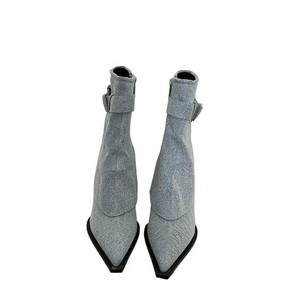 Nuovo Design 2025: Stivaletti Bianchi con Zip a Metà Polpaccio, Scarpe da <span class=keywords><strong>Donna</strong></span> con Tacco Alto e Punta Affusolata per Aumentare l'Altezza, Invernali - Product Image 5