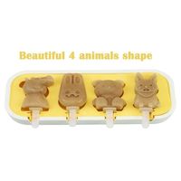 Nouvel arrivage de moules à glace en Silicone de haute qualité, réutilisables, Pop, 4 cellules, forme de dessin animé