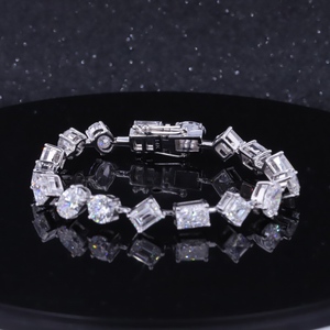 กำไลข้อมือเพชรแล็บ 14k ทองคำขาวแท้ ทรงแฟนซีคัท - Product Image 3