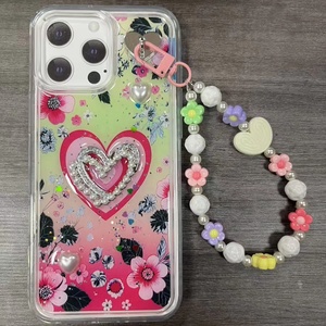 Coque de téléphone fantaisie en TPU avec chaîne pour iPhone 18 17 16 15 14 13 12 11 et Samsung <span class=keywords><strong>M11</strong></span> M12 M13 M14, motif cœur, brillante, style girly - Product Image 2