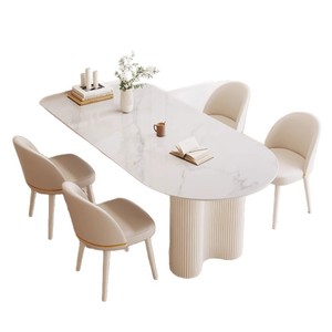 Juego de sillas de <span class=keywords><strong>mesa</strong></span> de comedor de isla <span class=keywords><strong>semicircular</strong></span> de lujo de estilo crema moderno para el hogar, Hotel, apartamento, restaurante, cafetería, diseño Simple - Product Image 5