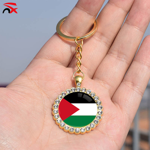 Custom Countries National Flags Keychain Souvenir Promotional Gift Glass Crystal Rhinestone Pendant Metal Key Chain