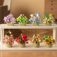 Blocs de construction de fleurs éternelles DIY |   Mini Bouquet de Plantes Bonsaï, Décoration de Bureau Créative pour Enfants et Adultes
