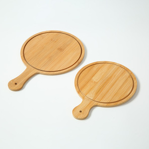 Plateau à pizza rond en bambou avec poignée pour la cuisson du pain et la présentation de la cuisine occidentale - Product Image 2