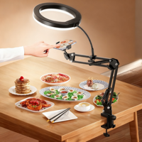 Anneau lumineux de maquillage pour selfie Lampe de beauté pour selfie Anneau lumineux réglable en hauteur 3 couleurs pour diffusion en direct