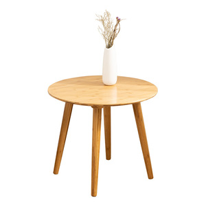 Mesa de Centro Redonda de Estilo Nórdico con Tapa de Madera y Acabado Barnizado, Mesa Auxiliar para Sala de Estar, Diseño Moderno y Pequeño - Product Image 5