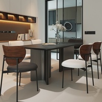 Ensemble de salle à manger rectangulaire de style italien minimaliste moderne avec plateau en ardoise noire, démontable et assemblable, d'inspiration vintage
