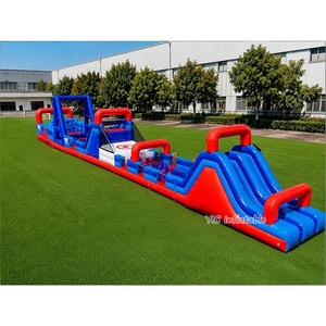 Circuito de Obstáculos Ninja <span class=keywords><strong>Warrior</strong></span>, Juego de Desafío Inflable Profesional con Tobogán de Doble Carril, Certificado CE - Product Image 2