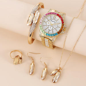 YuSa 344 cadeau promotionnel dames robe cadran rose montre-bracelet horloge 6 pièces/ensemble Bracelet Quartz femmes montre coffret cadeau - Product Image 3