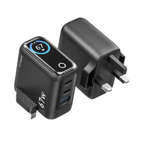 Bloc chargeur rapide USB C GaN 2C1A 67W 3 ports avec écran TFT intelligent et commande tactile pour Phone 18, Mac Book, Powerbank et autres