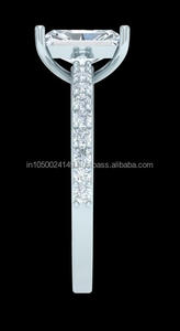 Anillo de Compromiso y Matrimonio de Diamante Cultivado en Laboratorio Radiante para Mujer, Plata de Ley 925, IGI, Venta al Por Mayor - Product Image 5