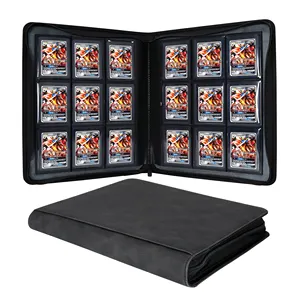 12 ensembles Design unique 9 poches en cuir PU Trading Toploader Album de reliure, classeur de cartes Premium Top Loader