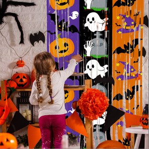 Tela de Fondo Decorativa para Fiesta Temática de Halloween 2025 con Diseño de Calabazas, Fantasmas y Murciélagos - Product Image 2