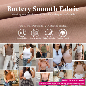 Smoke Cloud Collection Hot Sell High Neck Thong Body Shaper Summer Sleeveless <strong>Tank</strong> <strong>Top</strong> Bodysuit Shapewear for <strong>Women</strong> - Product Image 6