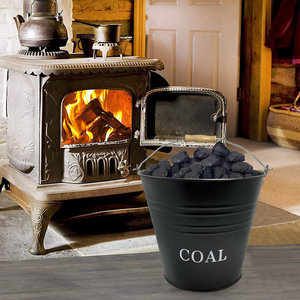 Iron Metal <strong>Coal</strong> <strong>Bucket</strong> <strong>with</strong> <strong>Lid</strong> for Ash Disposal in Fireplaces-Essential Accessory in Fireplace Sets - Product Image 3