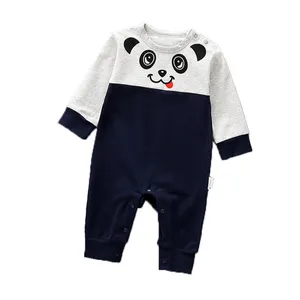 Großhandel blumenlangärmelig Jungen und Mädchen Kleinkleidung Jumpsuits rundhalsausschnitt Druck Baby-Cartoon-Stucker-Set