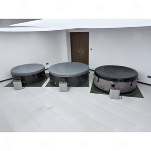Bain à remous gonflable d'extérieur avec chauffage, portable, rond, encastrable, pour six personnes - Product Image 6