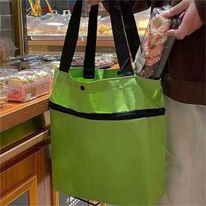 Folding Storage Bags <b>Trolley</b> Wheels <b>Foldable</b> Reusable Outdoor Grocery Bags Food Organizer Vegetables Durable Portable Minimalist - Product Image 3